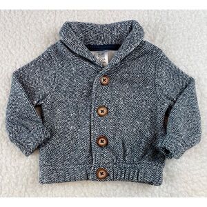 CARTER’S • Black/White Herringbone Collared Cardigan